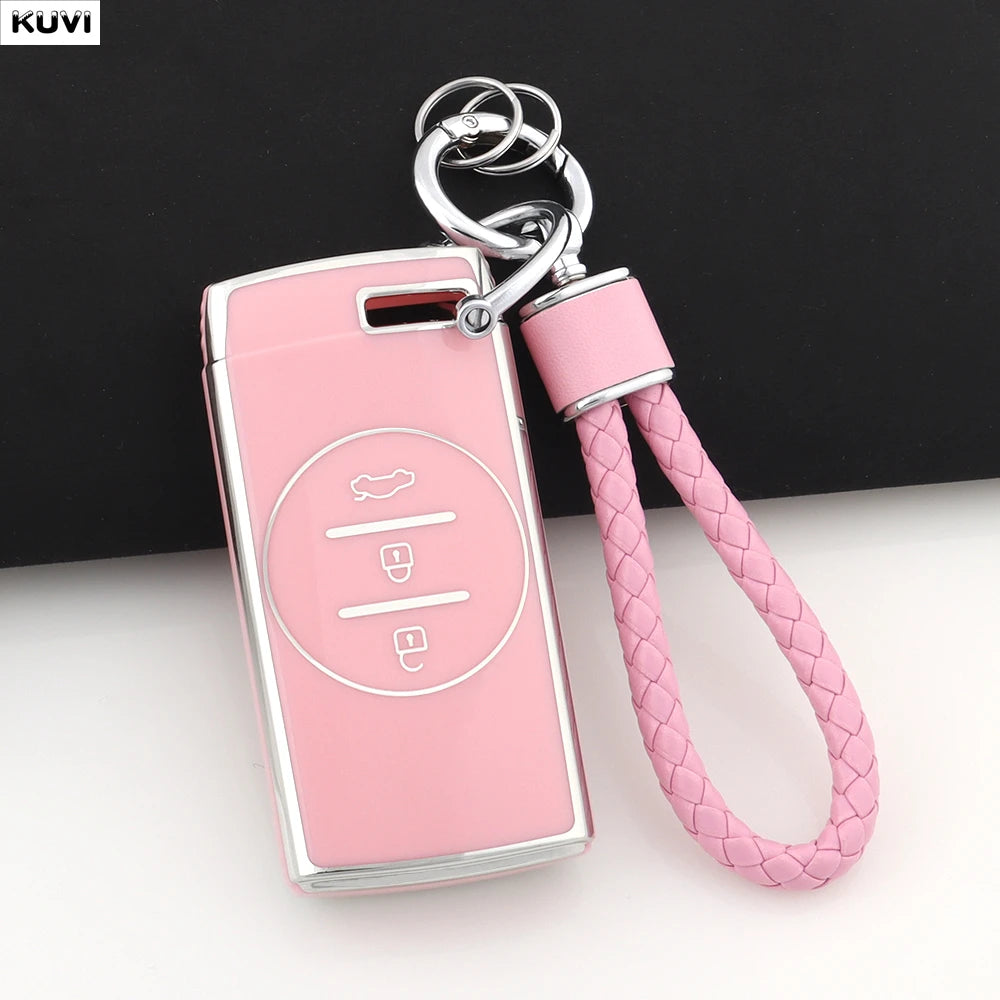 Pink TPU Car Remote Key Case Cover Fob Keychain Shell For Chery Tiggo 7 pro 8 Pro Exeed Tiggo 2 3x Arrizo 5 Pro Gx 5x EQ7 2021