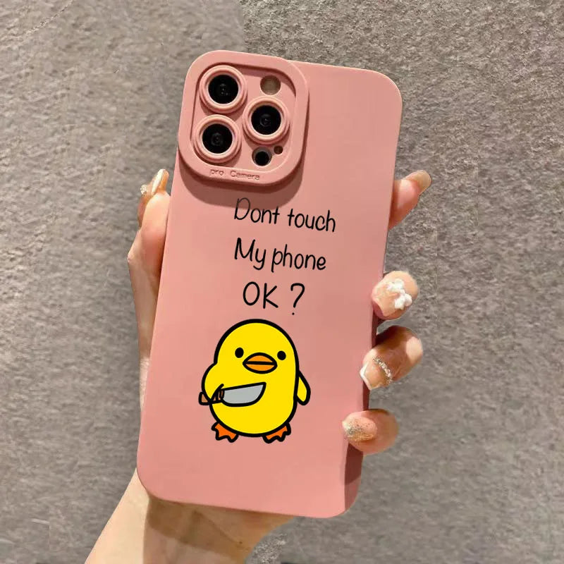Cute Minimalist Cartoon Duck Phone Case For Samsung S26 S25 5G Case Galaxy S24 FE S23 S22 Plus A16 A36 A56 A55 A54 A53 A52 Cover