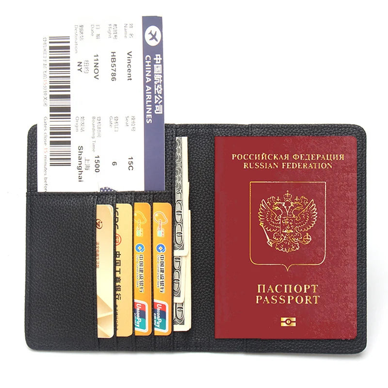 Metal Russian National Emblem Passport Cover - Fashion Travel Wallet & Document Organizer with Passport Clip