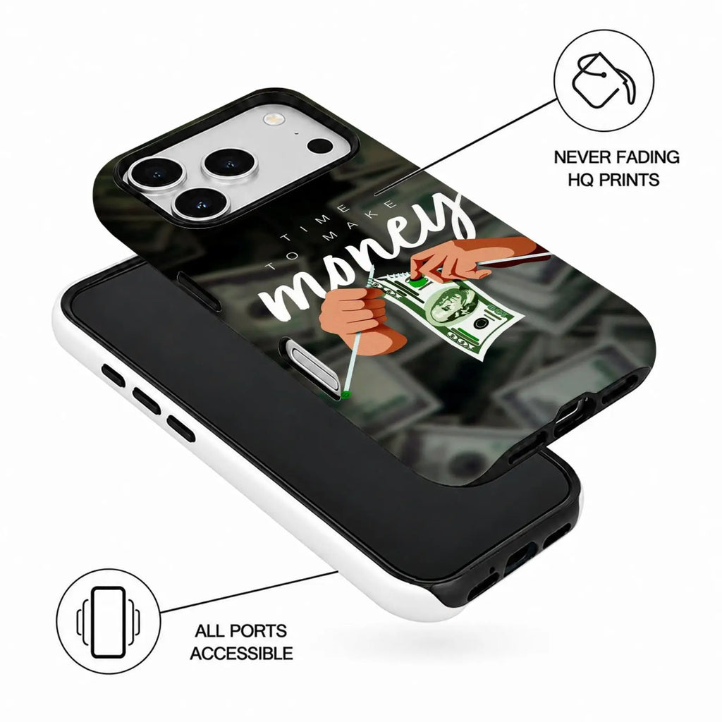 Funny Time is Money Phone Case For iPhone 17 16 15 14 13 12 11 Pro Max Air Dual-Layer Shockproof Protective Cover