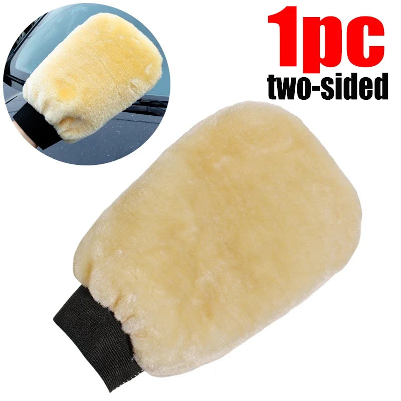 1/5 Pcs Soft Thickened  Imitation Wool Plush Car Wash Gloves Wiping Car Cleaning Mitt Double-faced Glove Car Washing Supplies