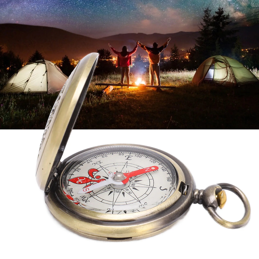 Compass New Outdoor Camping Hiking Portable Pocket Brass Gold Color Copper Compass Navigation With Waterproof Characteristics