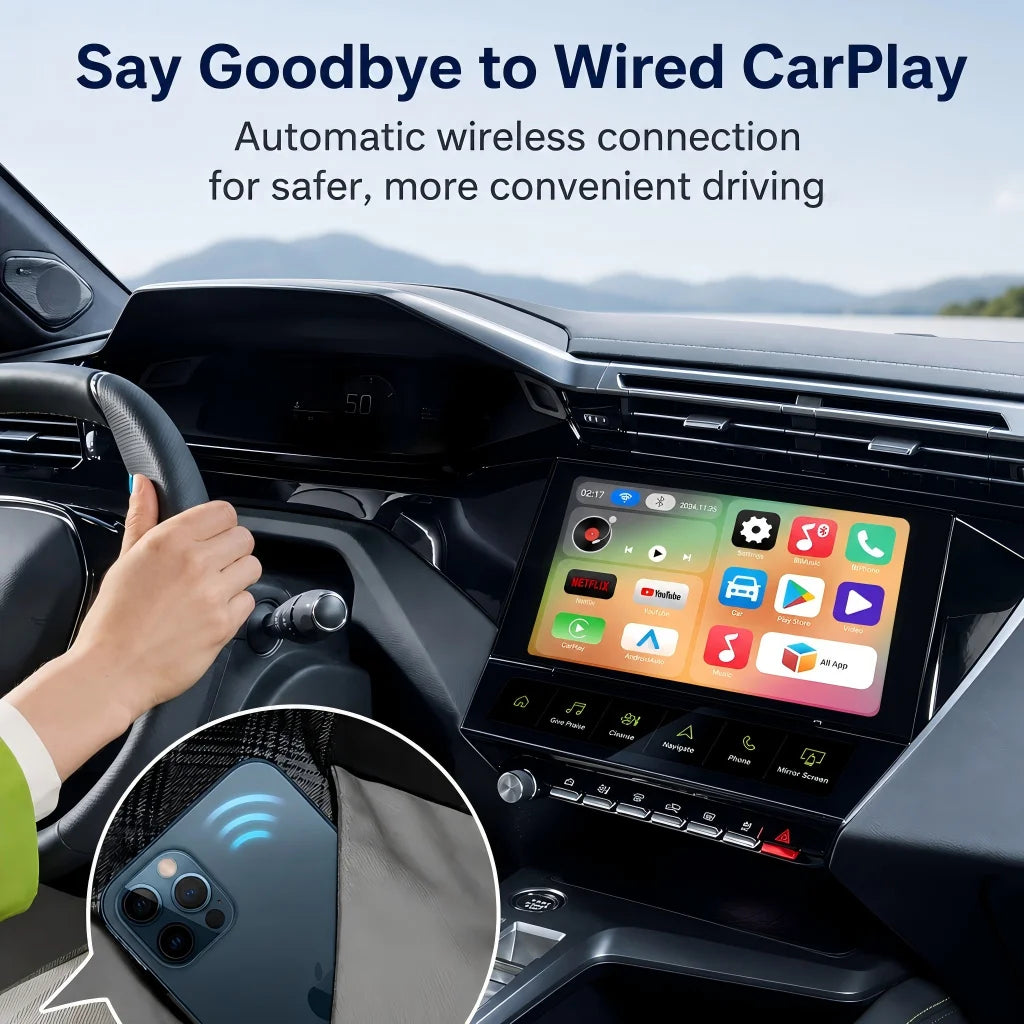 2026 Android 15 CarPlay Ai Box Wireless Android Auto 3 in 1 USB Adapter Plug & Play TV Box For Youtube Netflix Toyota Benz Ford
