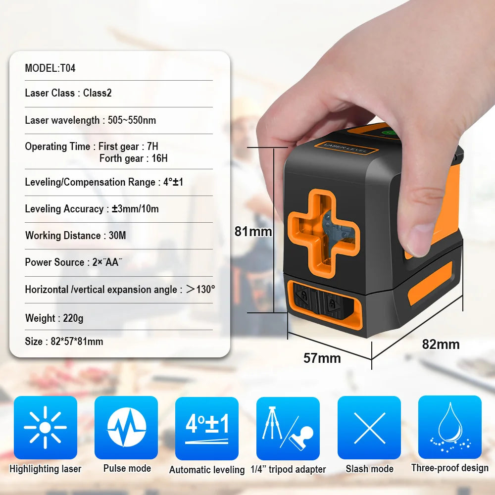 BOAYAL Laser Level Self Leveling Green Cross Line for Picture Hanging Tile Home DIY Construction Battery Included IP54