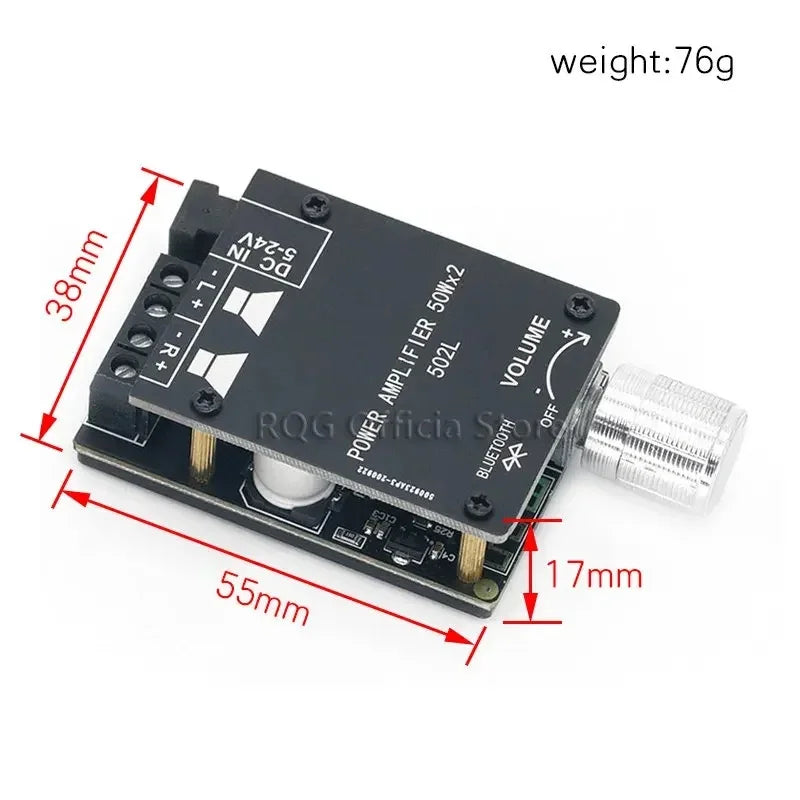 ZK-502L MINI Bluetooth 5.0 DC 5-24V Wireless Audio Digital Power amplifier Stereo board 50Wx2 Bluetooth Amp Amplificador