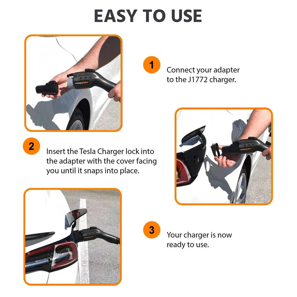 Type 1 to J1772 For Tesla Model X Y 3 Tesla 2021-2025 Charge Adapter Charging Lock Safety Protection Car Accessories