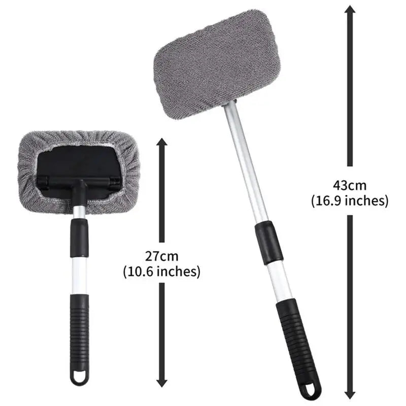 Car Windshield Glass Cleaner Microfiber Car Window Cleaning Brush Extendable Handle Interior Exterior Car Wash Tools Set