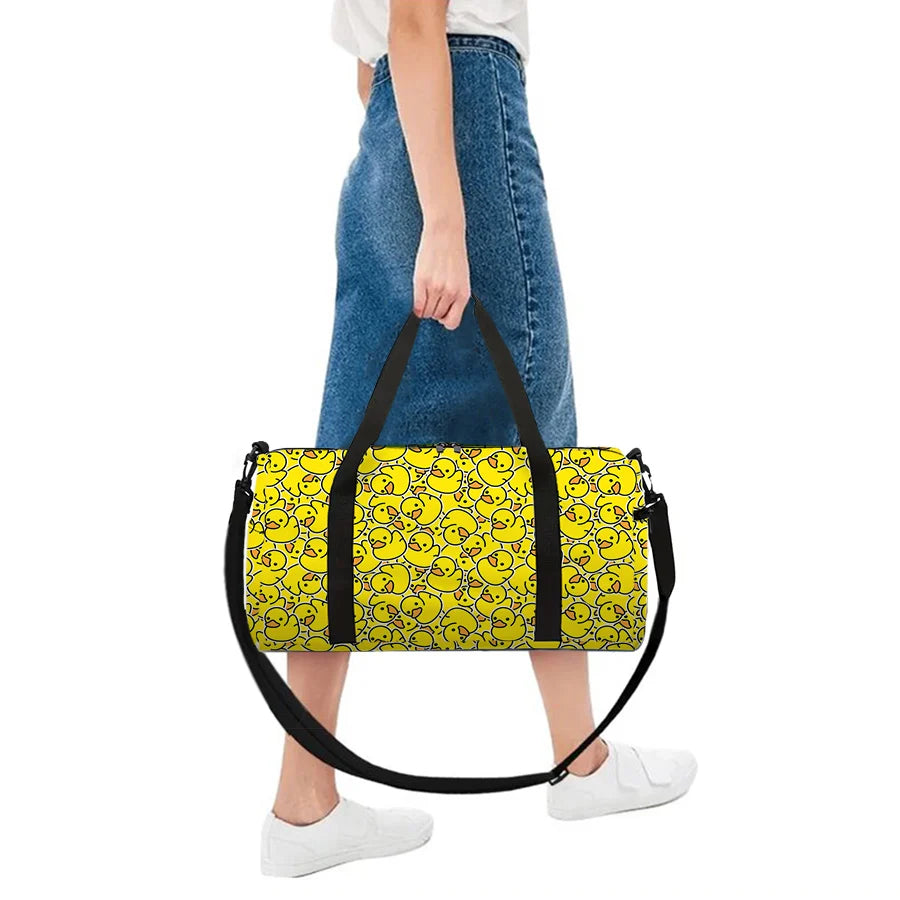 Large Travel Bag Yellow Duck Pattern Multi-Functional Duffle Tote Bag Handbags Waterproof Gym Bags for Boys/Girls Fitness Bag