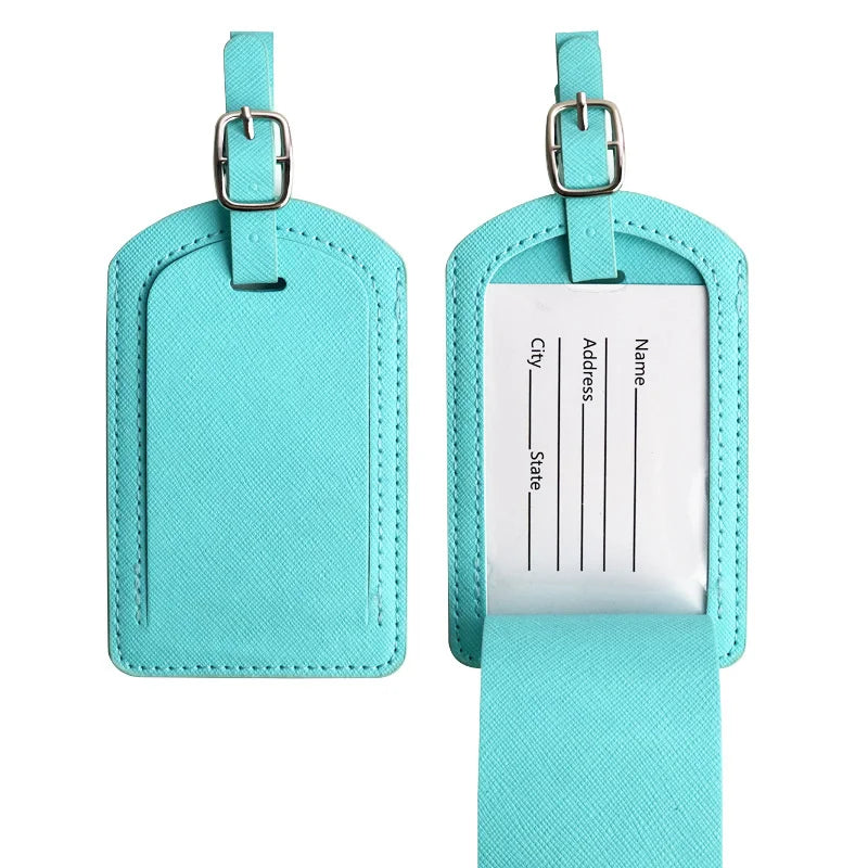 Multi Color Saffiano PU Luggage Tag Leather Travel Boarding Tag