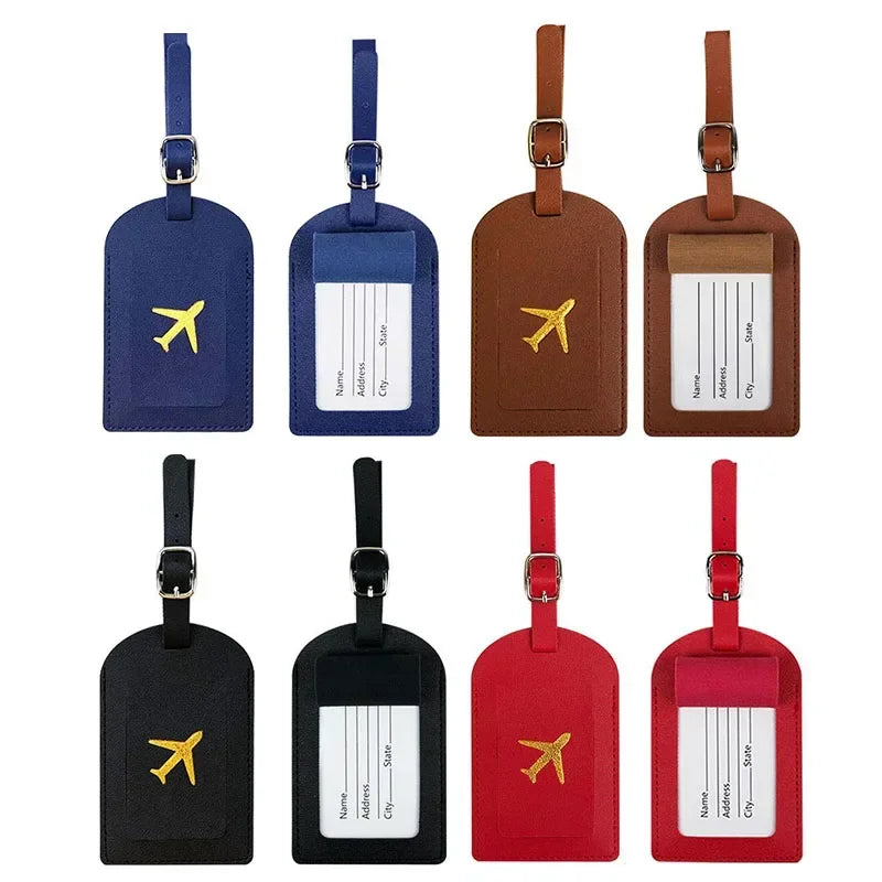 Luggage Tag Women Men PU Leather Travel Suitcases Identifier Label Baggage Boarding Bag Tags Name ID Address Holder Accessories