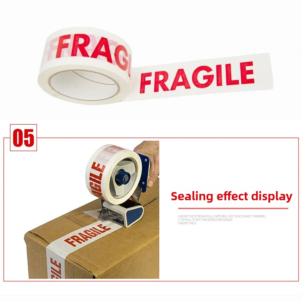 1/2 Roll 66Meters Fragile Red Safety Adhesive Warning Tapes DIY Sticker Goods Package Accessories Shipping Warning Tape