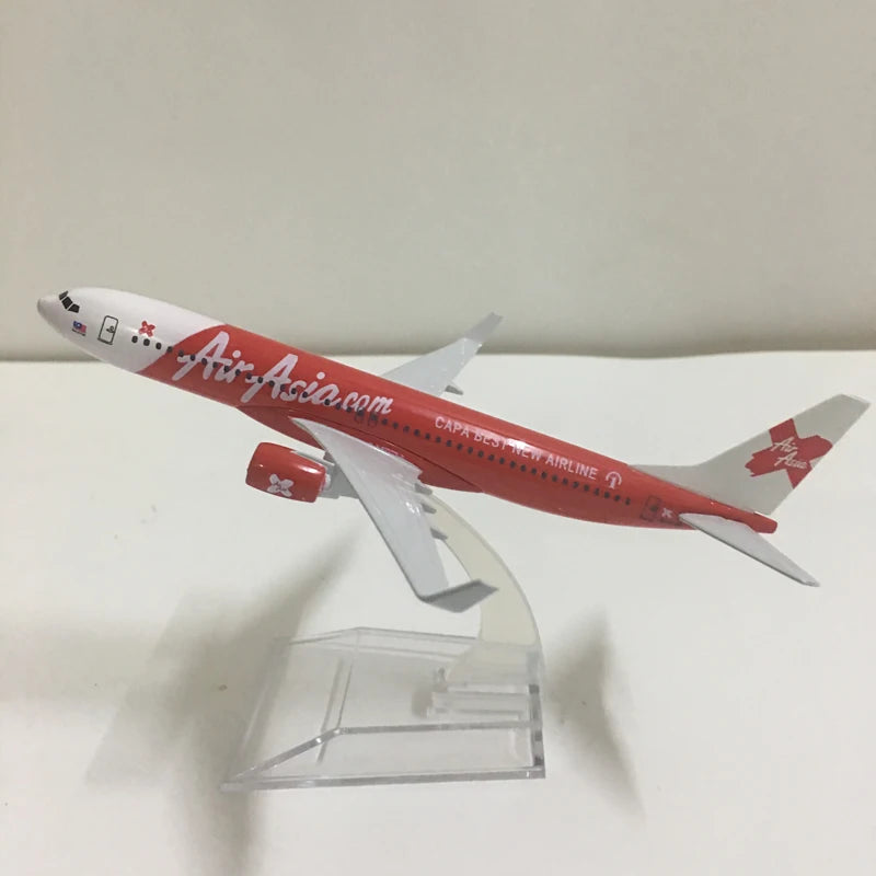 JASON TUTU 16cm AirAsia Boeing 737 Airplane Model Airplane Diecast Metal 1/400 Scale Planes