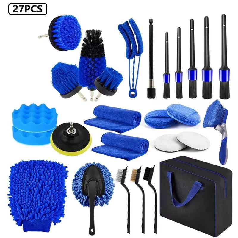 Car Wash Brush Set Detailing Brush for Air Outlet Tire Rim Drill Brush Sponges Auto Interior Exterior Dirt Dust Cleaning Tools