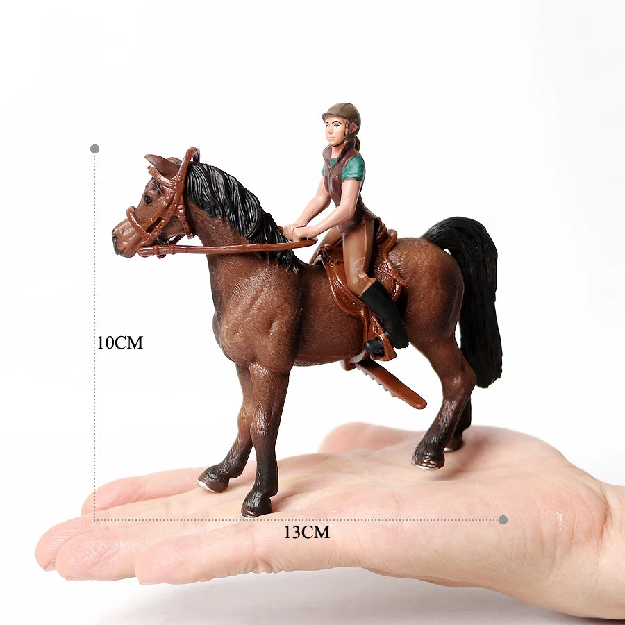 Realistic Equestrian Rider Horse with Saddle and Bridle Riding Playset Model Figures Decoration Educational Toys for Kids