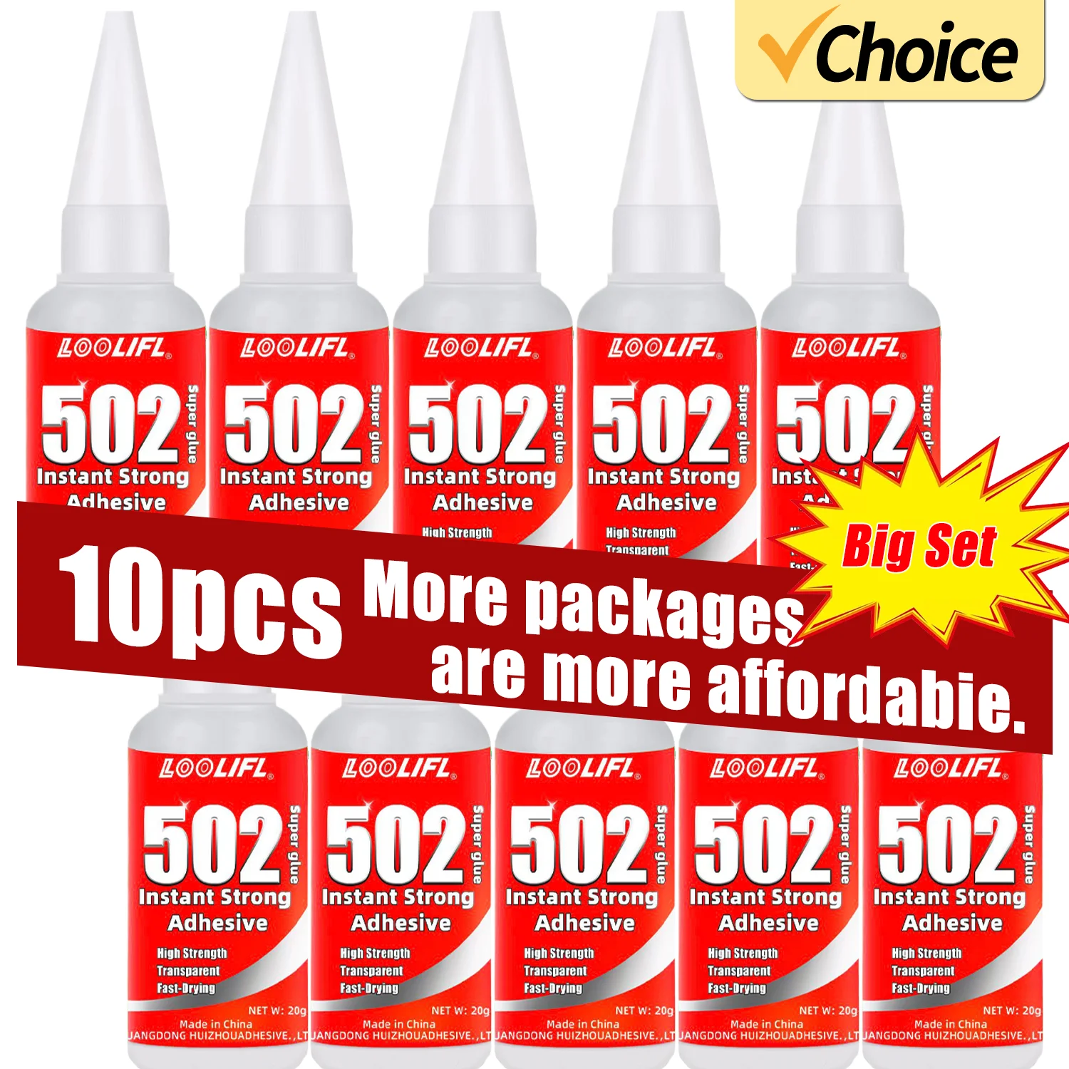 5-10pcs 502 Super Glue Instant Quick-drying Cyanoacrylate Adhesive Leather Rubber Glass Wood Metal Strong Bond Liquid Glue Tool
