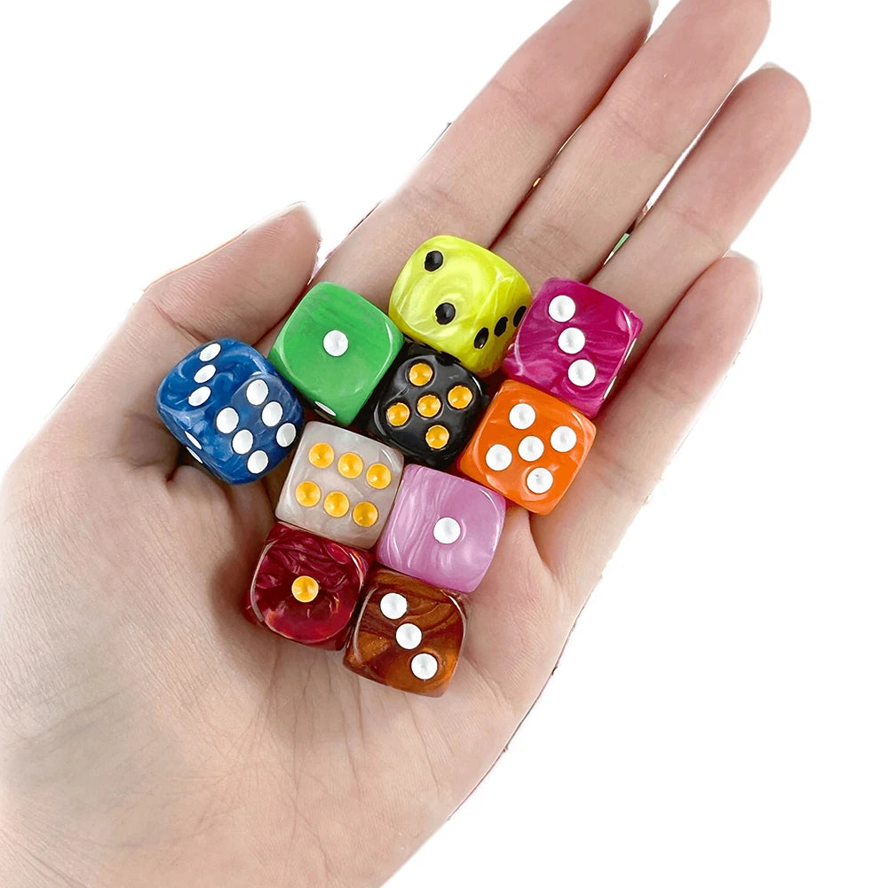 10Pcs Dice D6 16mm Gambling Dice Marble Effect Dots Dice Game Accessories and Gift