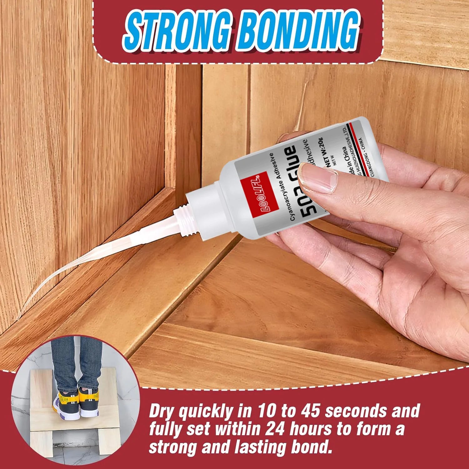 LOOLIFL 502 Super Glue Instant Quick-drying Cyanoacrylate Adhesive Leather Rubber Glass Wood Metal Strong Bond Liquid Glue Tool