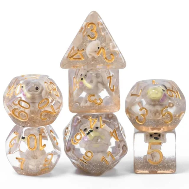 Cusdie Cute Animals DnD Dice Resin D4 D6 D8 D10 D% D12 D20 Polyhedral Dice Set for D&D Pathfinder Role Playing Table Board Games