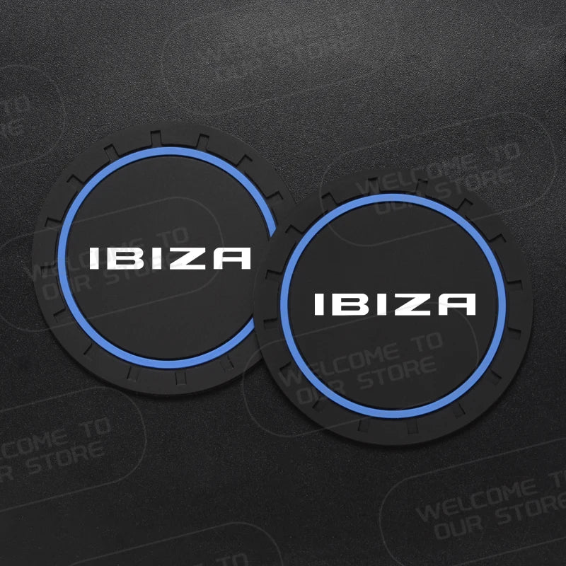 Car Silicone Coaster For Ibiza LOGO 6L MK4 FR Line TSI TDI 2Pcs Anti-Slip Water Cup Drink Mat Insert Coaster Pads Accessories