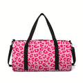 Pink Leopard Print Spots Large Capacity Luggage Bag  For Boy And Girls Best Gifts 2D Flat Cartoon Travel Bag For Children