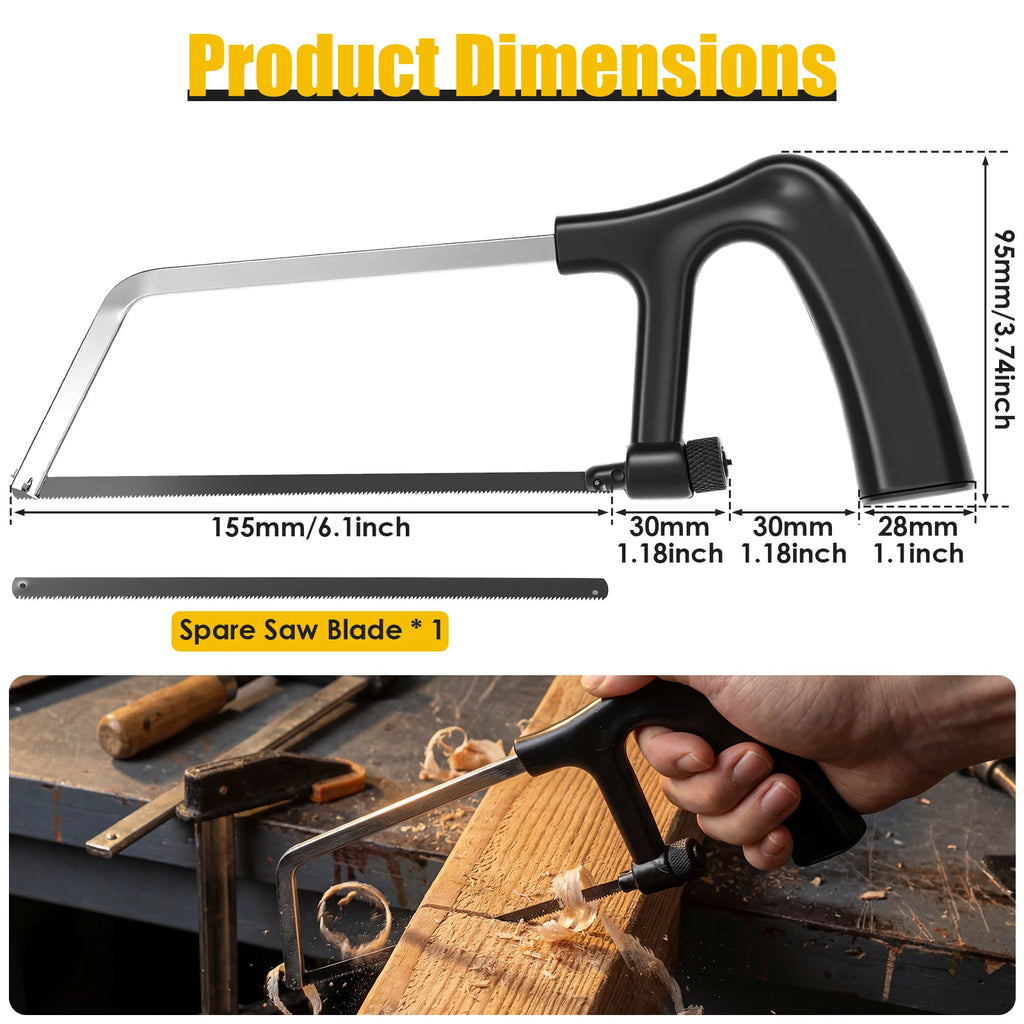 6 Inch Handmade Small Hacksaw Household DIY Small Handheld Saw Blade Iron Mini Saw Bow Hand Holder Woodworking Hand Saw