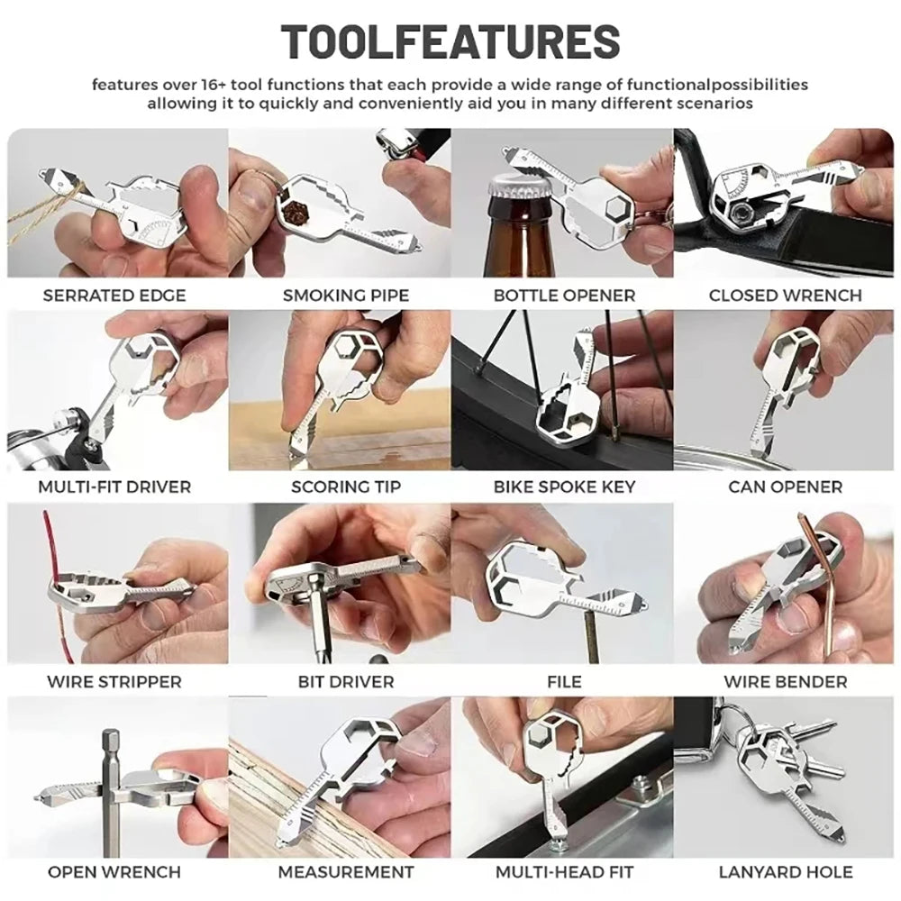 24 in 1 Multitool Key Stainless Steel EDC Key Ring with Screwdriver/Bottle Opener Portable Outdoor Camping Gadgets & Home Tools