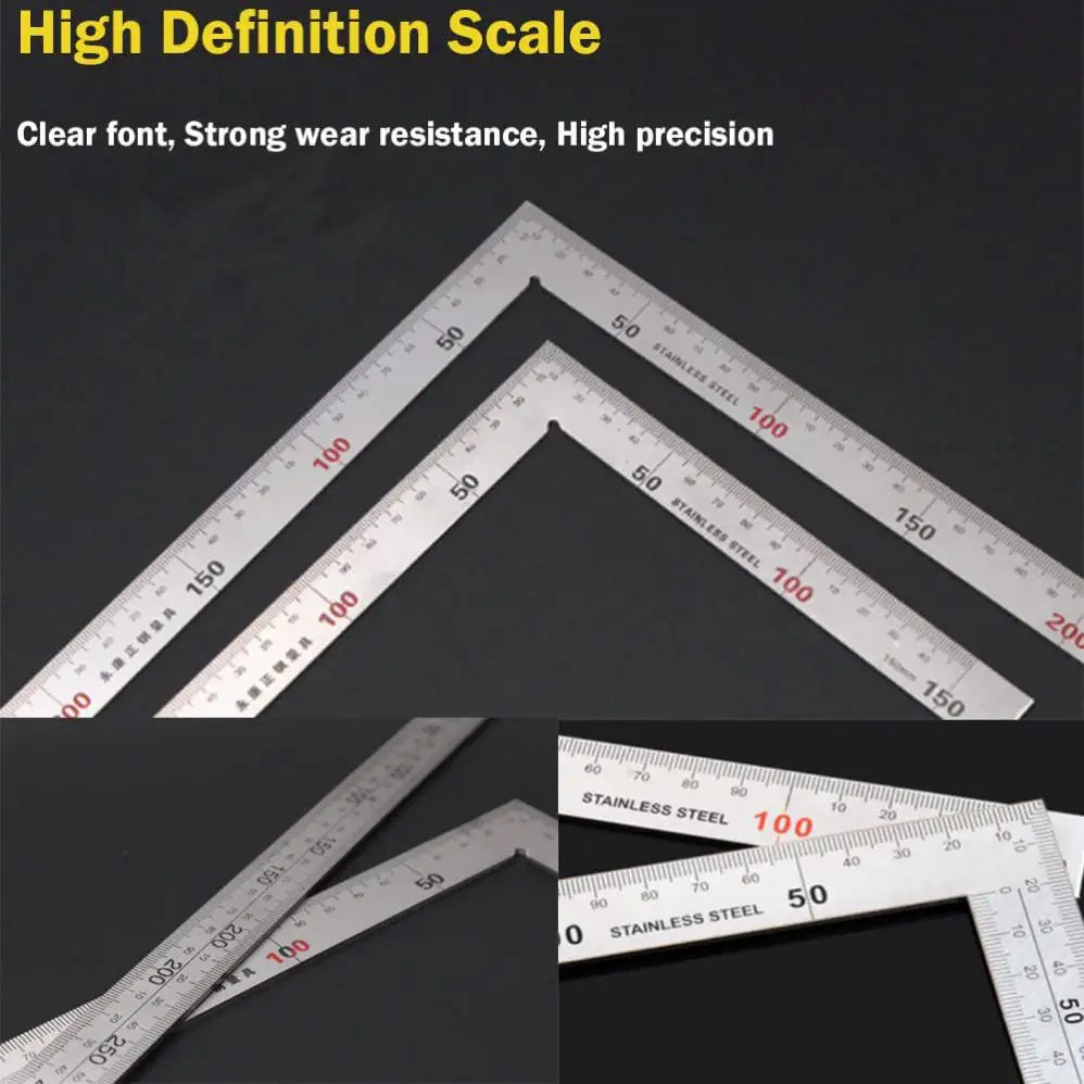 1pc 150 x 300mm / 250 x 500mm 90 Degree Stainless Steel Right Angle Ruler for Woodworking / Office