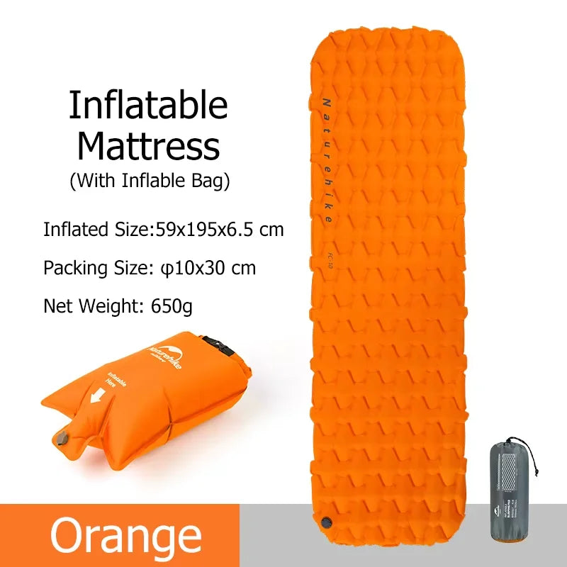 Naturehike Inflatable Mattress Camping Mattress Air Mattress Ultralight Outdoor Sleeping Pad Folding Bed Hiking Sleeping Mat