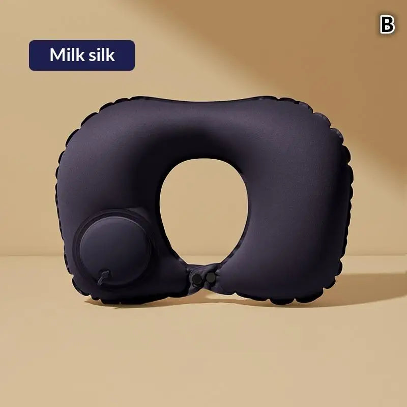 Flocking Inflatable Portable Neck Pillow That Can Be Stored And Self Filled Suitable For Outdoor Business Trips Camping〔CC33〕