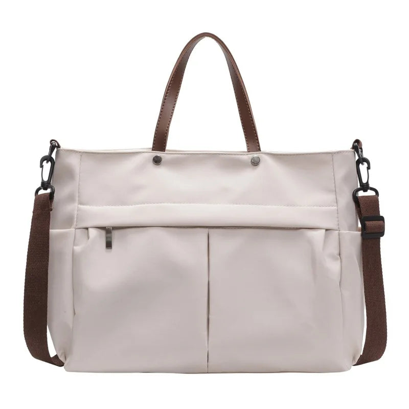 HOMEFISH Stylish Nylon Women's Tote Bag Shoulder Handbag with Large Capacity And Two Pockets for Commuting