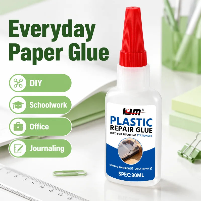 KJM 30ML Multi-Use Repair Glue for Plastic & Paper Strong Adhesive for School Office Crafts And Photo Mounting