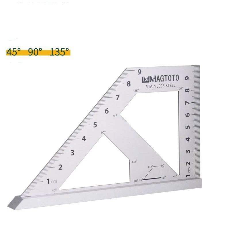 SHINWA MAGTOTO 45 Degree 90 Degree Angle Ruler Stainless Steel Protractor Gauge For Carpenter Measuring Woodworking Tools