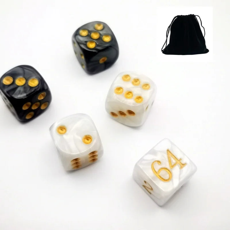5pc/lot D6 Dice 6 Faces Dice Luck Lab Backgammon Game Dice Acrylic Dice D6 16mm Casino Dice DND Dice