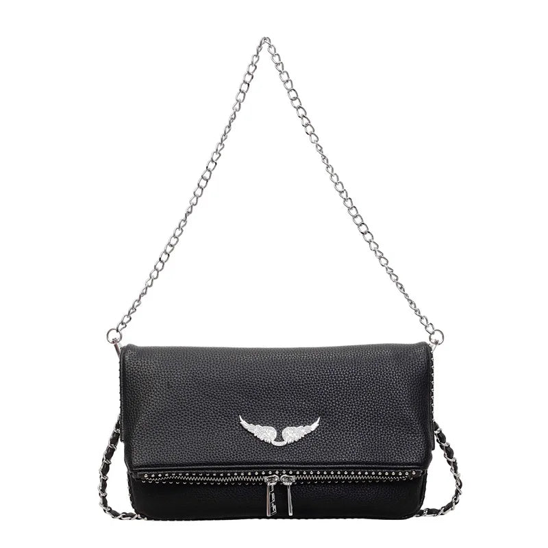 2026 New French Style Chain Clamshell Crossbody Bag Classic Versatile Shoulder Messenger Bag for Women with Wristlet