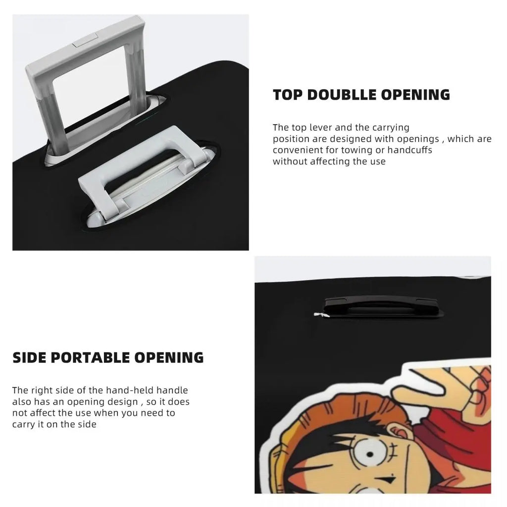 The Cheerful Pirate Flashing Victory Signs Suitcase Cover Flight Anime One Piece Elastic Luggage Case Cruise Trip Protection