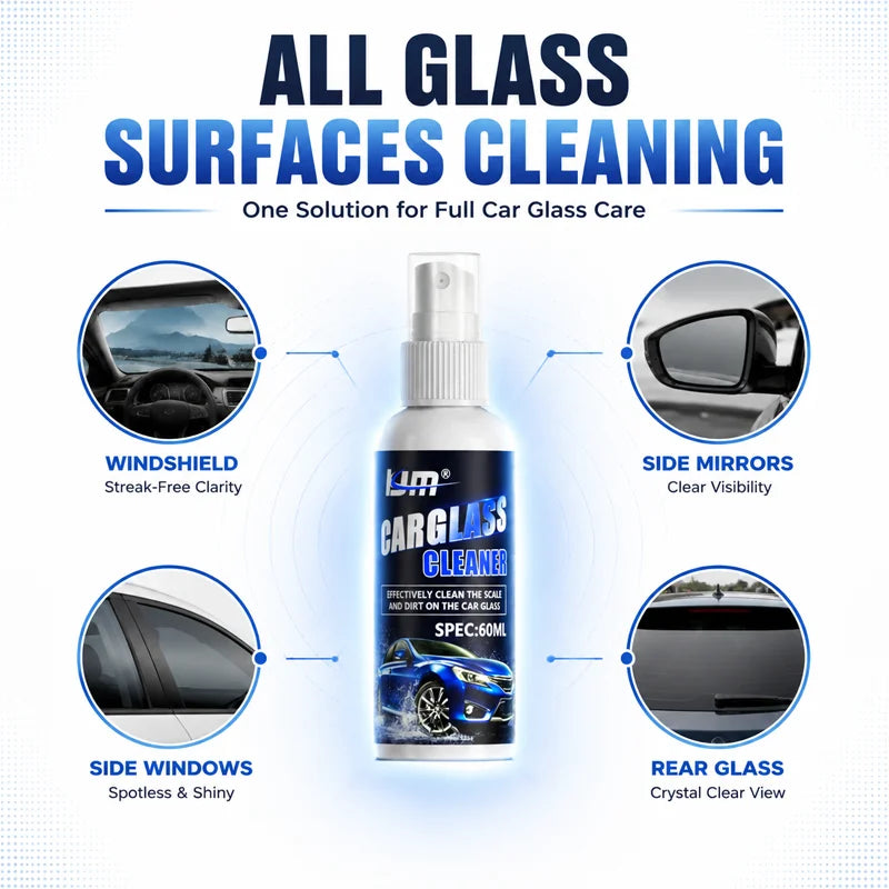 KJM Car Glass Cleaning Spray Windshield Heavy Stain Bug Scale Remover Deep Clean Foam Cleaner For Auto Rearview Mirror Window