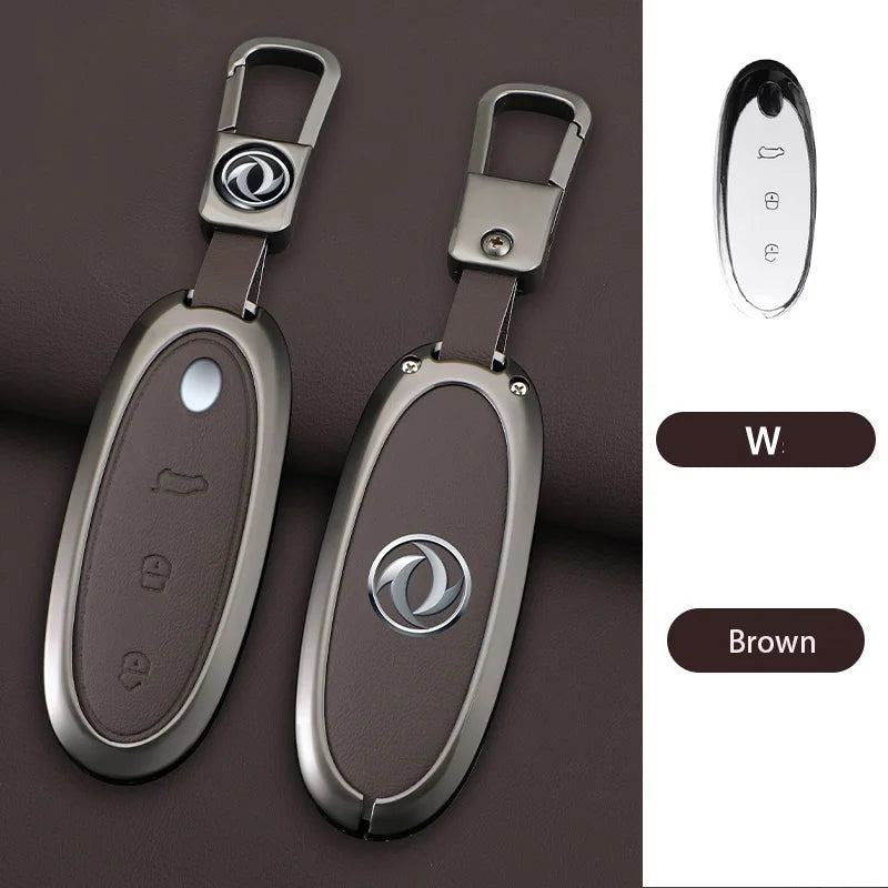 3 Buttons Zinc Alloy + Leather Car Key Case Cover Shell Skin Holder For 2024 Dongfeng NAMMI 01 new Energy Remote Key Protection