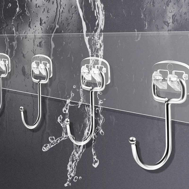 3/4/5/6 Row Transparent Wall Hooks Strong Adhesive Door Wall Hangers for Kitchen Bathroom Towel Clothes Key Holder Organizers