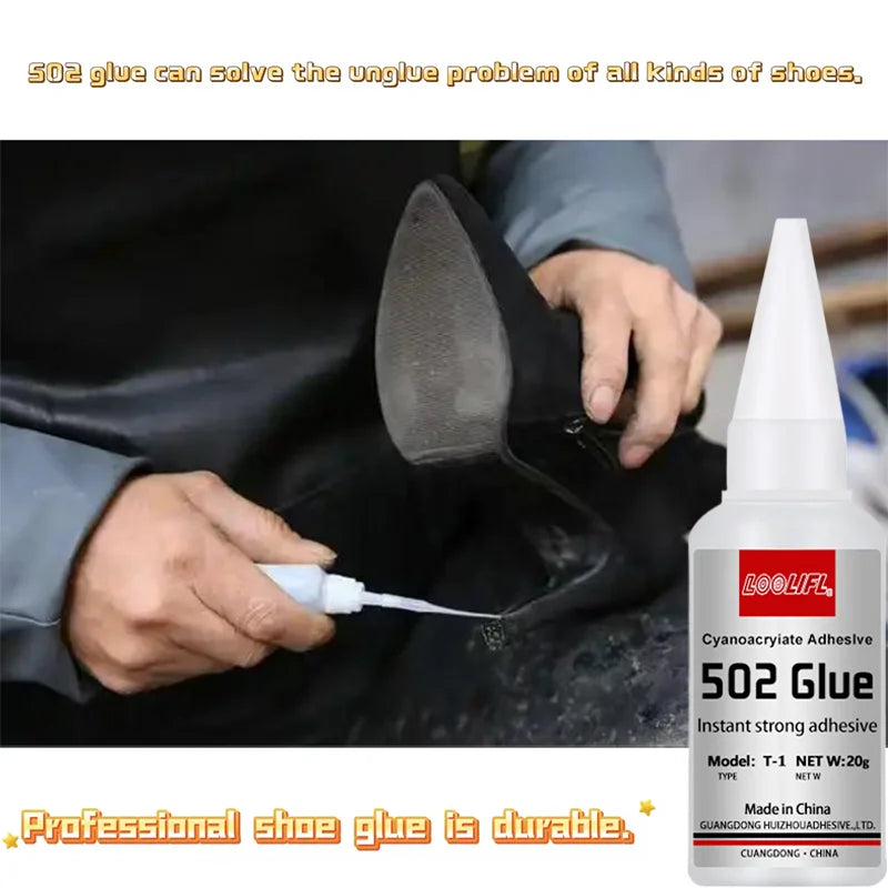 Shoe Repair Glue 502 Super Glue Liquid Glue, Shoemaker Glue, Used to Repair Soles and Uppers, Waterproof and Adhesive.
