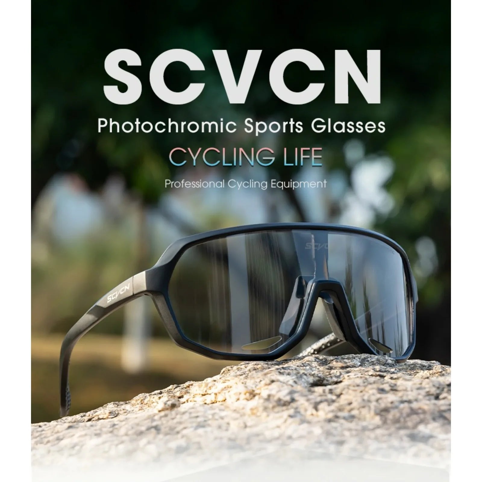SCVCN HD Photochromic Hiking Sunglasses Stylish Outdoor Sports Glasses for Cycling Running and Rock Climbing Driving Sunglasses