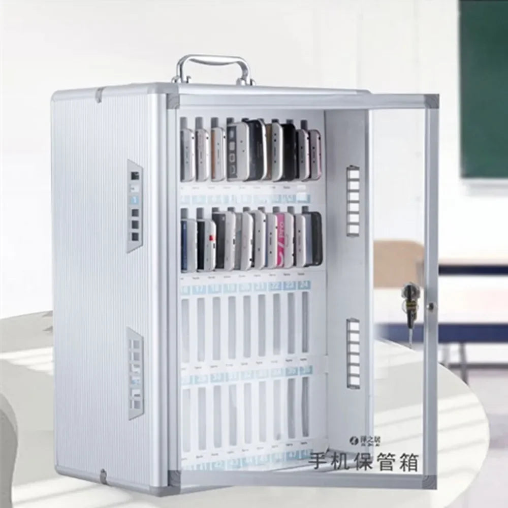 Portable Suitcase Mobile Phone Custody Safe Deposit Box Wall Mounted Smartphone Storage Aluminum Alloy Cabinet Locker with Lock