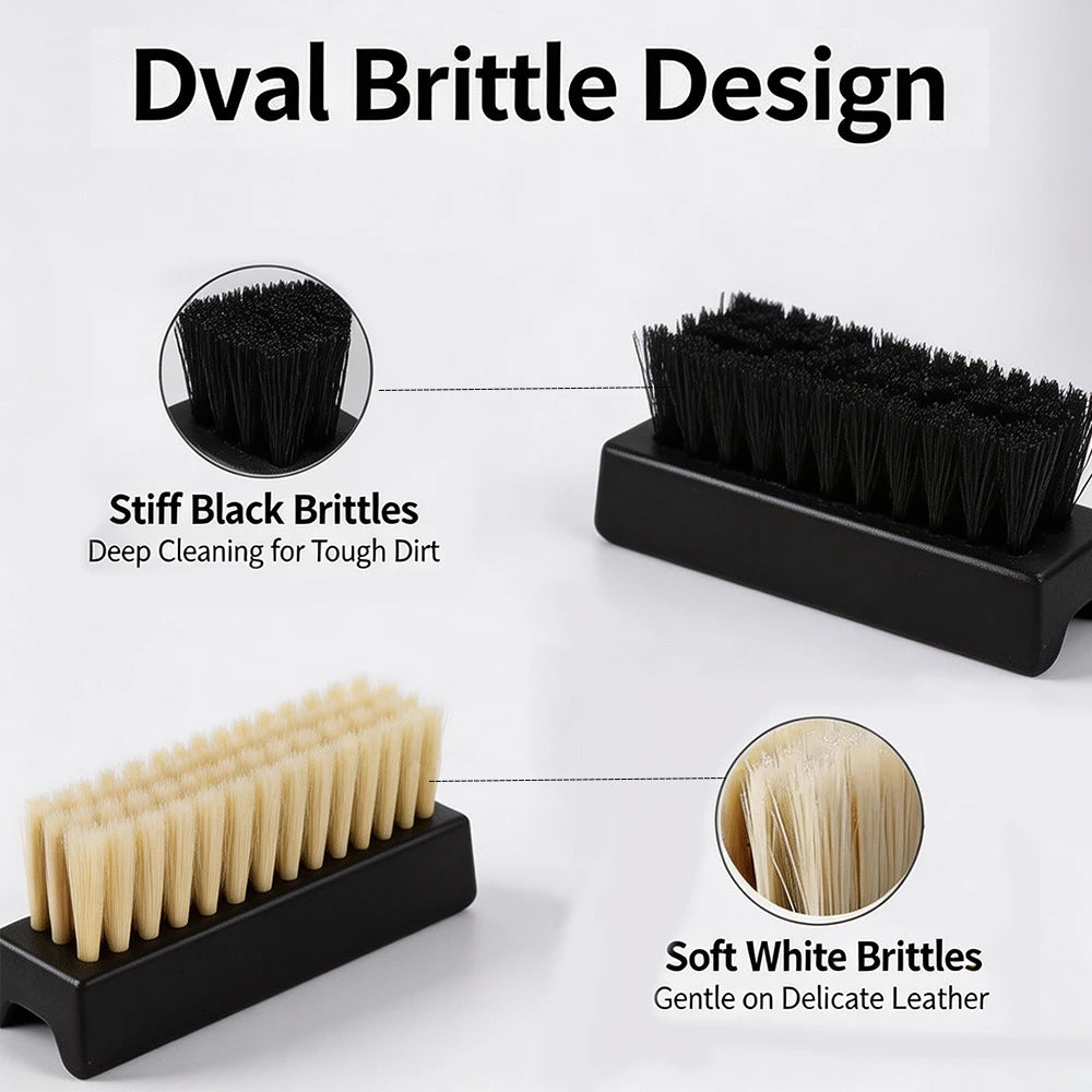 2 Pcs Car Leather Cleaning Brush Set Soft & Hard Bristles Scratch-Free Auto Interior Detailing Brushes for Car Care tools