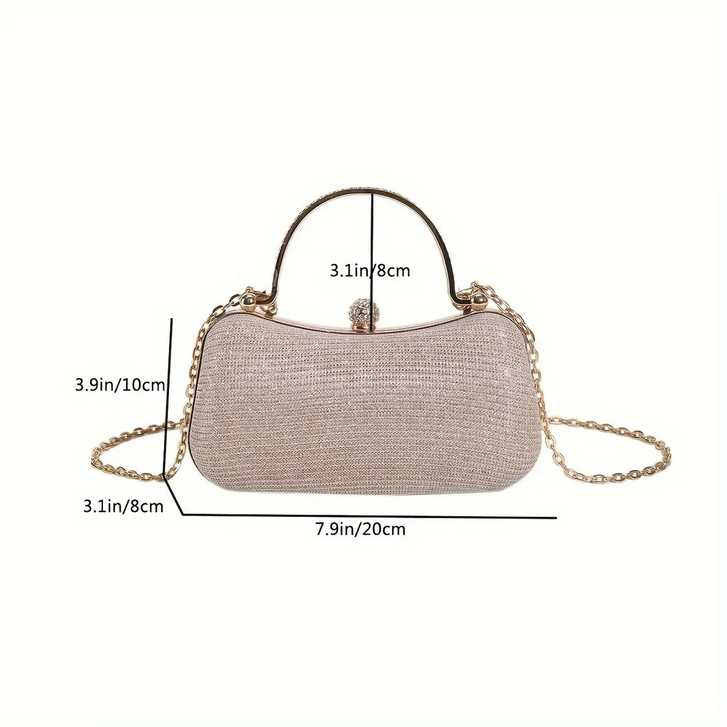 Shiny Mini Evening Bag, Rhinestone Chain Purse, Luxury Glitter Banquet Handbag, Perfect For Party, Wedding, Prom, Dinner/Banquet
