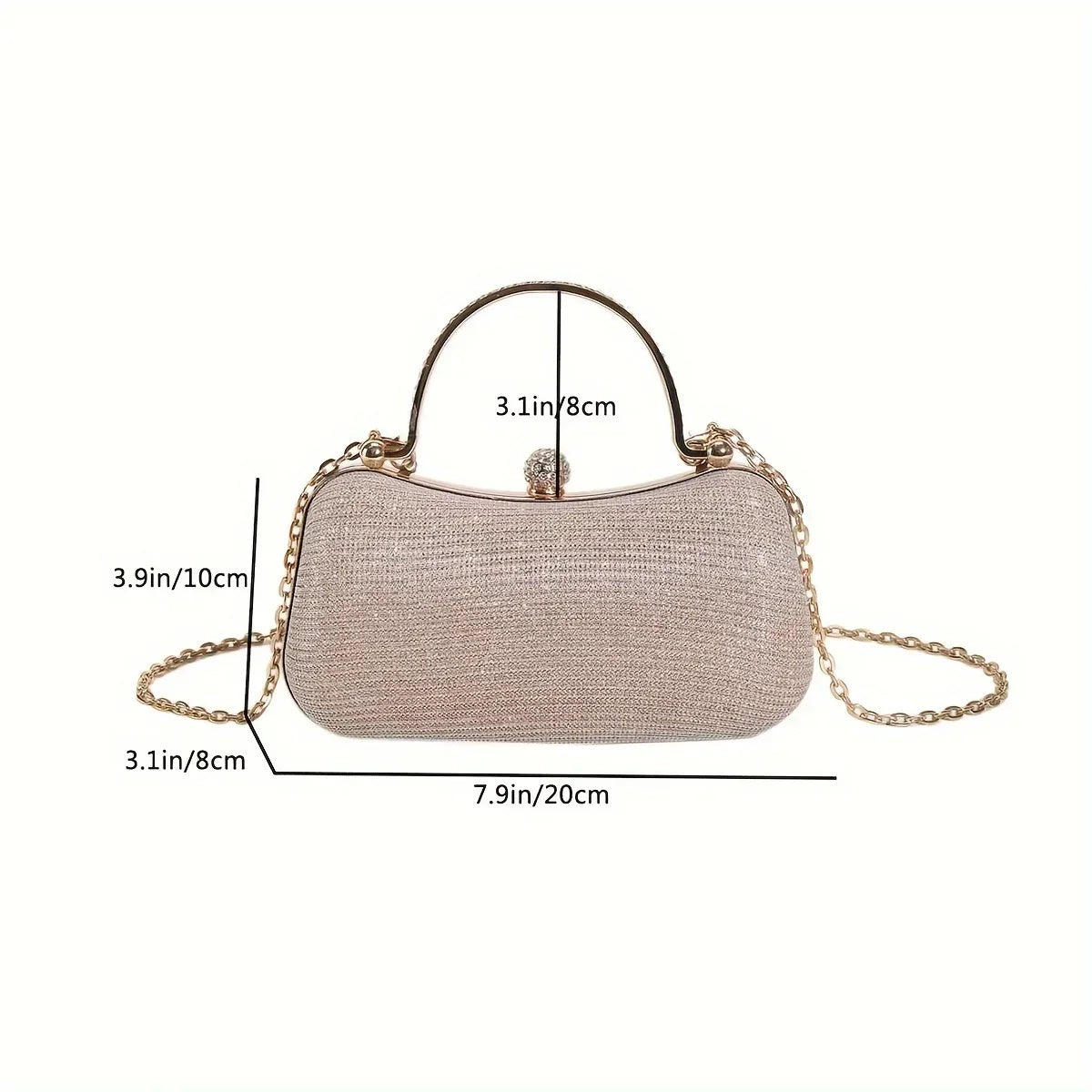 Shiny Mini Evening Bag, Rhinestone Chain Purse, Luxury Glitter Banquet Handbag, Perfect For Party, Wedding, Prom, Dinner/Banquet