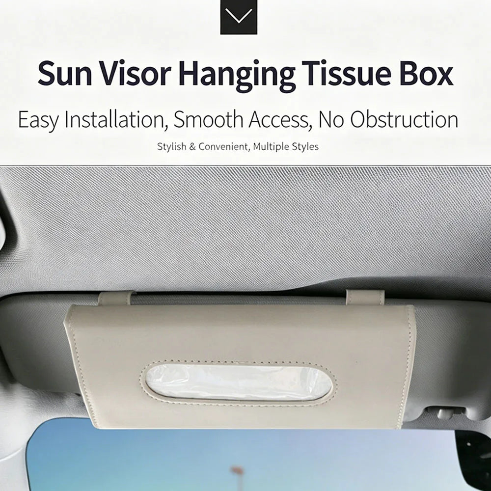 Car Sun Visor Tissue Storage Box, In-Car Pull-Out Hanging Tissue Box, Car Tissue Box