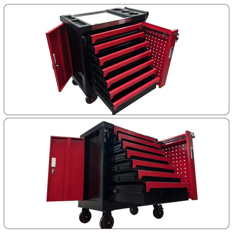 High Quality OEM 7 Drawer Cold-Rolled Steel Tool Cabinet Workshop Garage Tool Trolley With Handle And Wheels
