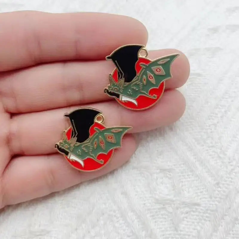 10pcs cartoon oil bird bat rabbit fox animal pendant pendant DIY necklace earrings bracelet accessories