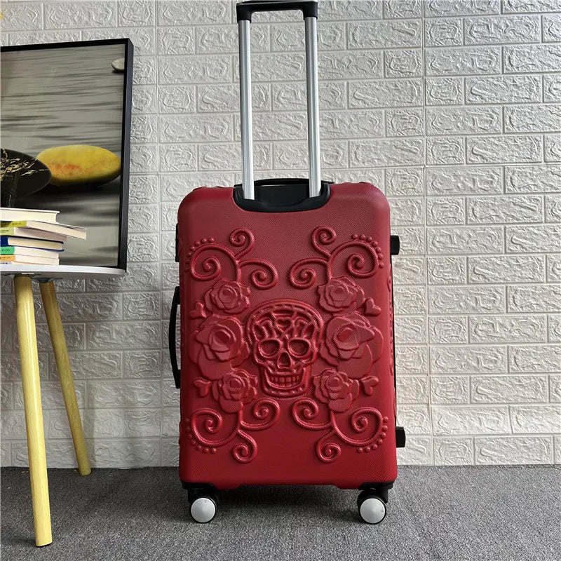 New 20'24'28'inch Skull High Quality Rolling Luggage Spinner Students Password Suitcase Carry on Trolley Suitcase Travel Bag