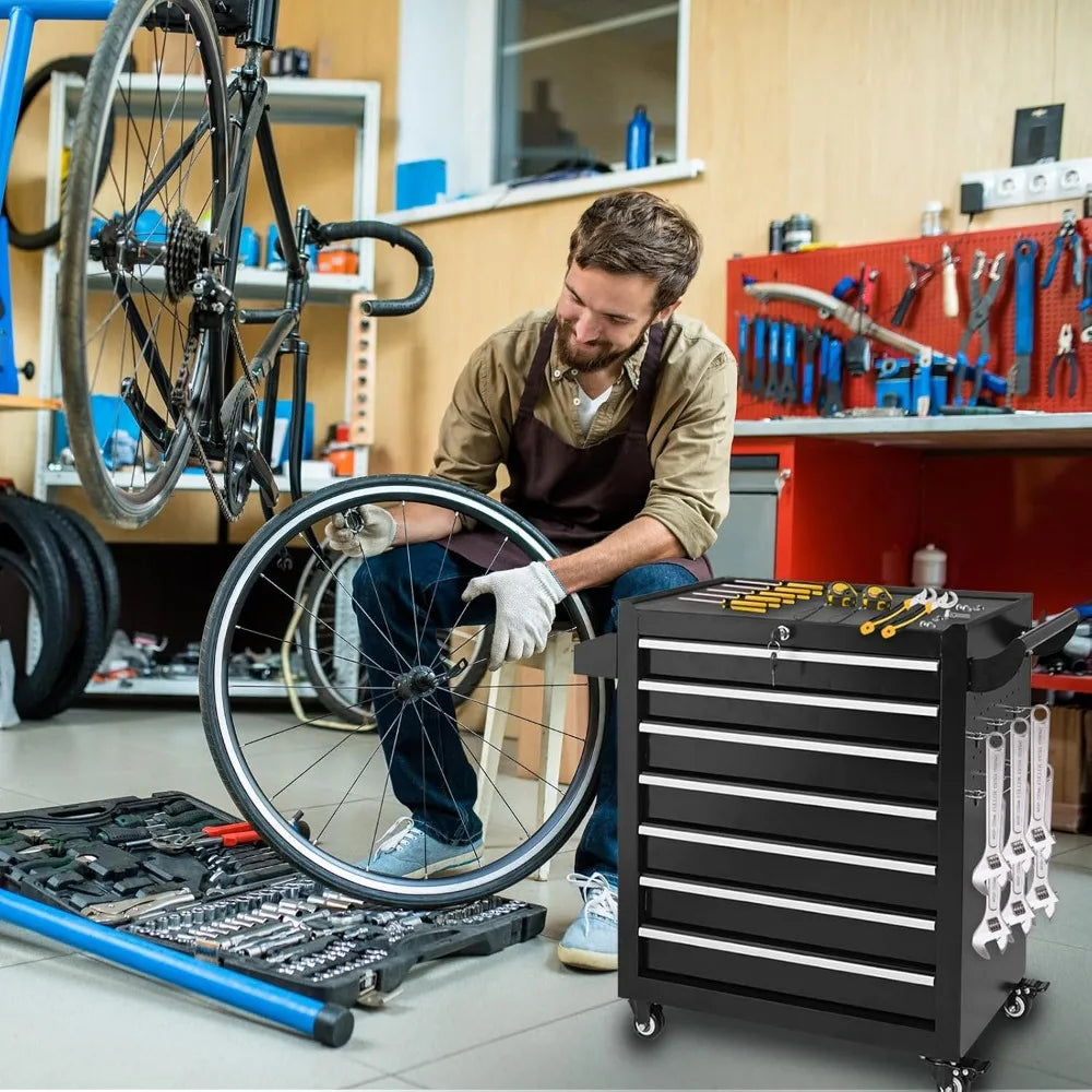Rolling 7-Drawer Tool Chest: Locking Metal, Sliding Drawers for Workshop Storage (Assembly Needed)