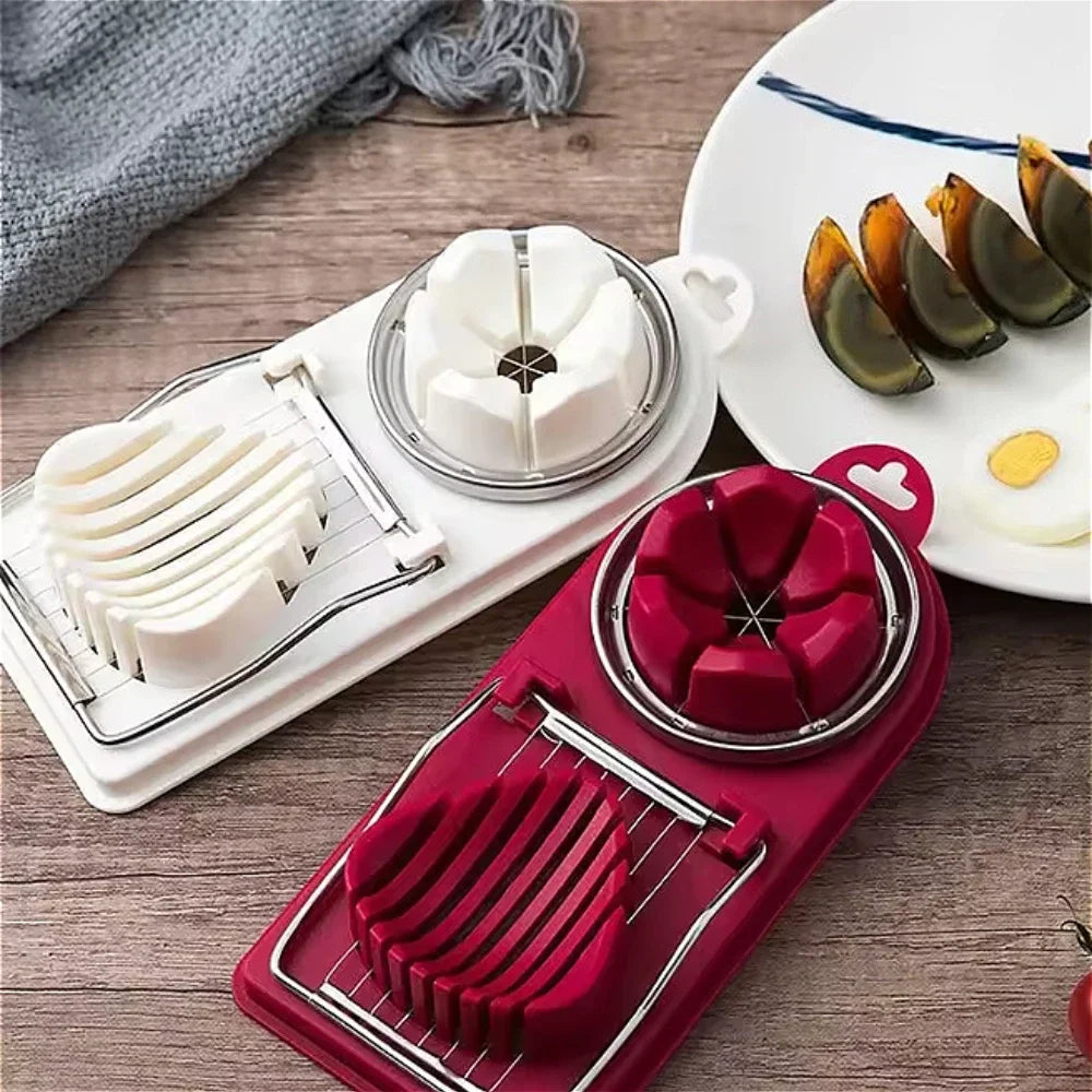 Multifunctional PP Base Egg Cutter 2-in-1 Stainless Steel Wire Pull Egg Cutter for Hanging High-quality Kitchen Accessory Tools